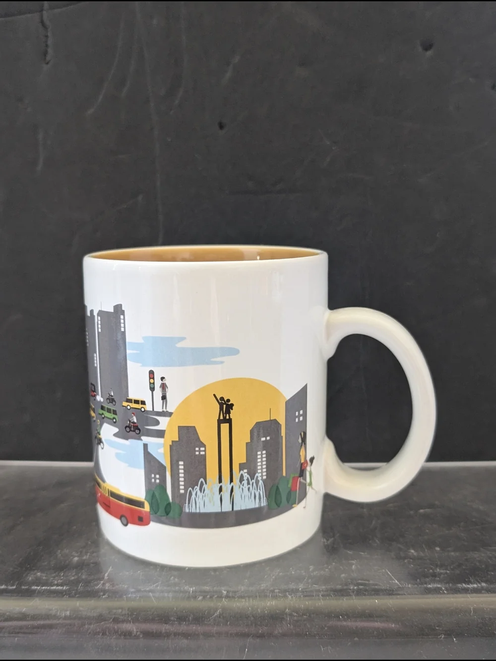 Starbucks White Jakarta Mug with Green and Red Accents